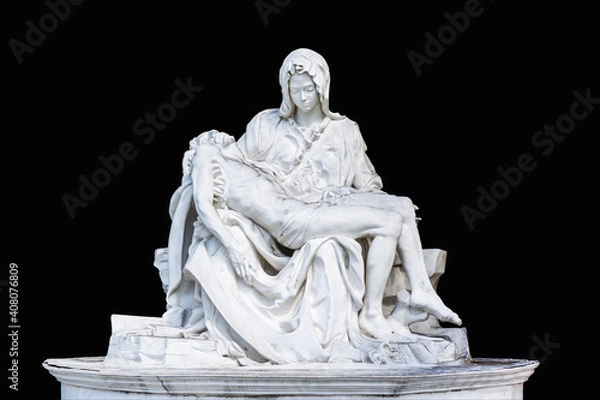 Fototapeta Statue with black background. Clipping path