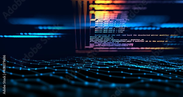 Obraz Programming code abstract technology background of software developer and  Computer script 3d illustration