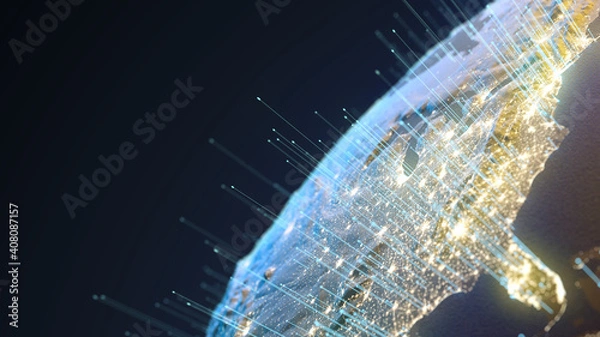 Fototapeta Las Vegas, NV, USA, Jan. 8, 2019: The Qualcomm exhibit at the 2019 CES show foretells the future of cellular phones with the push into 5G technology.