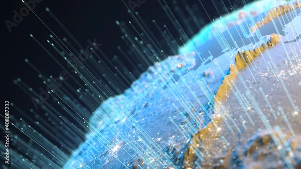 Fototapeta Las Vegas, NV, USA, Jan. 8, 2019: The Qualcomm exhibit at the 2019 CES show foretells the future of cellular phones with the push into 5G technology.