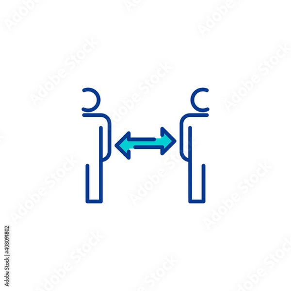 Fototapeta Distance Safety Coronavirus People Social Distancing Linear Icon Editable stroke
