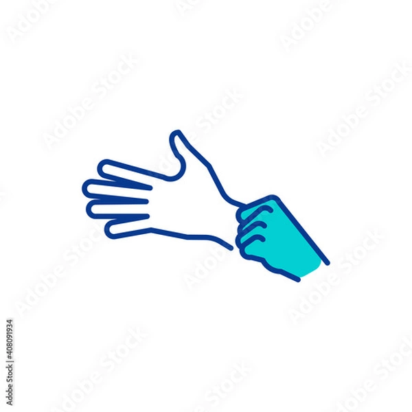 Fototapeta Medical Hand Gloves being put on Stretch fully editable linear icon stroke