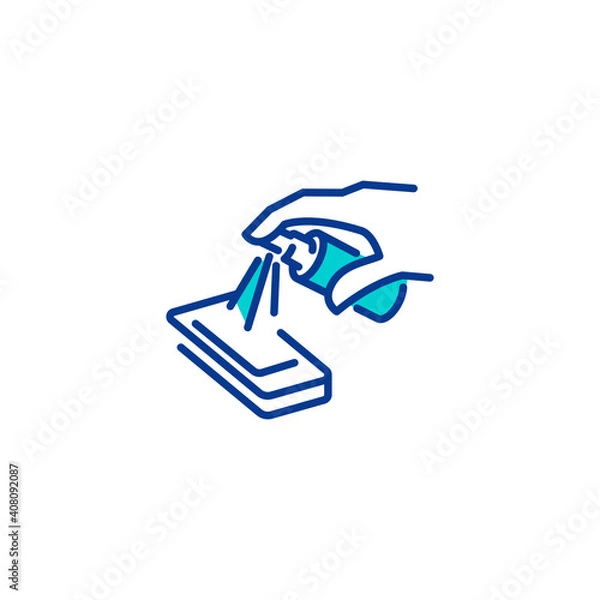Fototapeta Sanitize Mobile Sanitizing Sanitizer Phone Icon Linear Line Editable