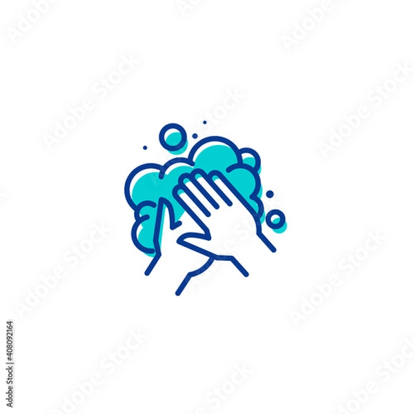 Fototapeta Wash Hands Washing Hands Hygiene Linear Line Icon Editable stroke Coronavirus