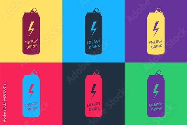 Obraz Pop art Energy drink icon isolated on color background. Vector.