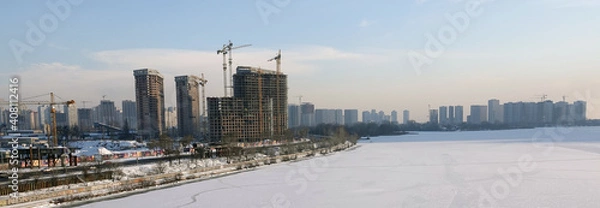 Fototapeta Tower construction cranes