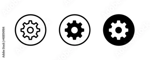 Fototapeta Setting icon, Tools, Cog, Gear, help options account, Settings, Cogwheel, mechanism Operations icons button, vector, sign, symbol, logo, illustration, editable stroke, flat isolaated on white