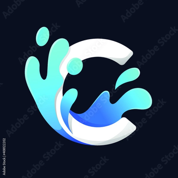 Obraz letter c with splash water logo 
