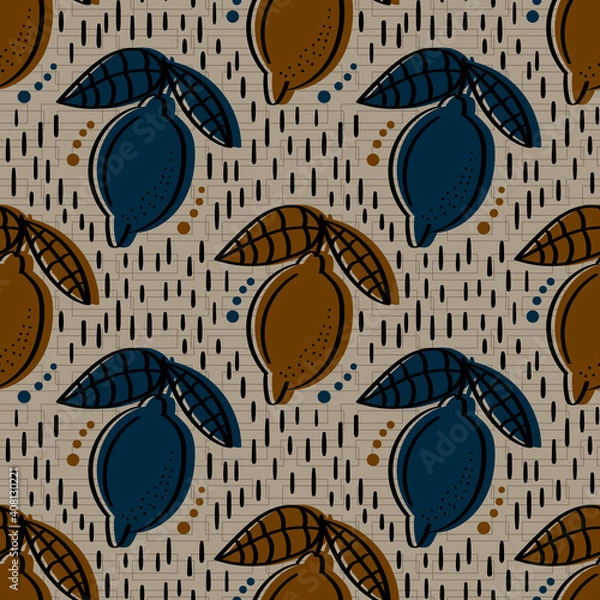 Obraz seamless repeating pattern with lemons. vector illustration