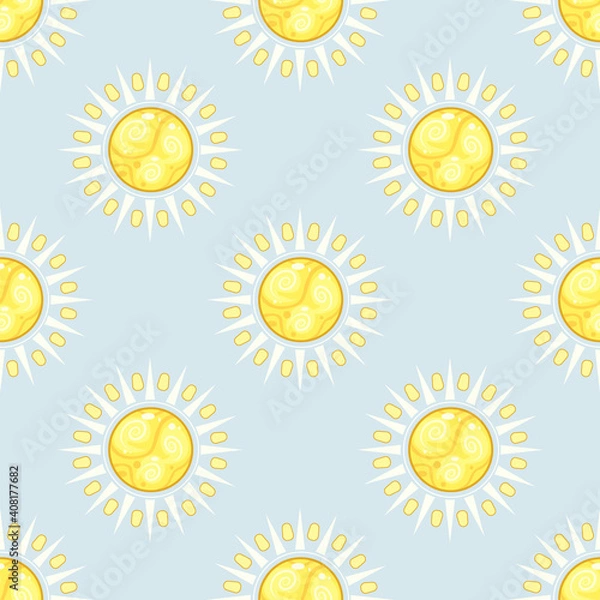 Fototapeta Seamless patten vector sun and clouds textile print