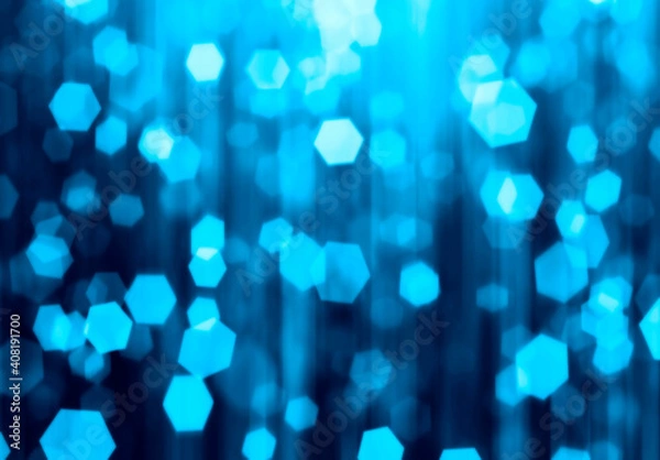 Fototapeta abstract blurred defocused blue hexagon bokeh light background