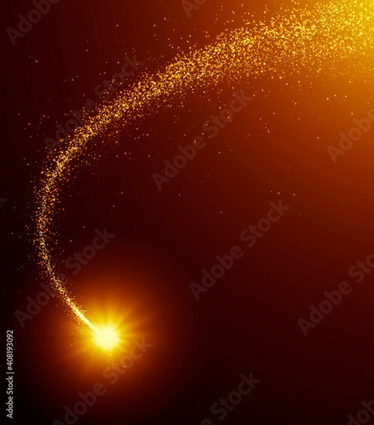 Fototapeta gold curve twirl  star dust trail particle magic light background