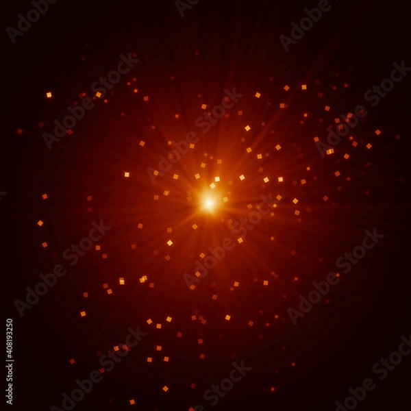 Fototapeta abstract festival red gold particle confetti starburst light background