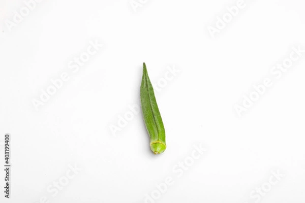 Fototapeta Fresh young okra isolated on white background