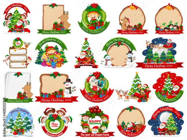 Fototapeta Set of blank Christmas card template isolated on white background