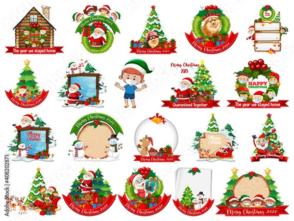 Fototapeta Set of blank Christmas card template isolated on white background