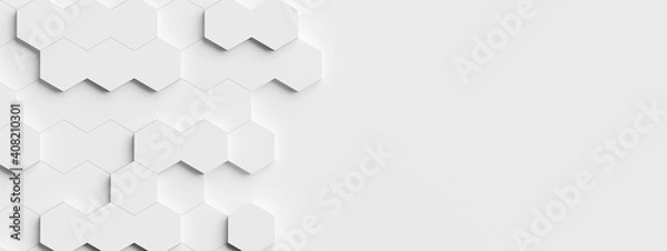 Fototapeta Random shifted white honeycomb hexagon background wallpaper banner pattern with copy space