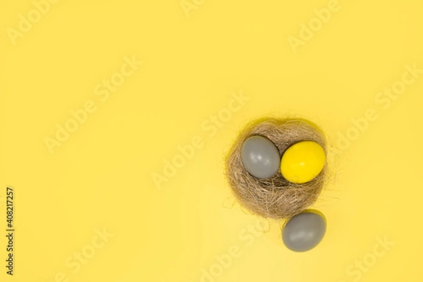 Fototapeta Easter. Easter eggs. The colors of 2021. Space for the text.