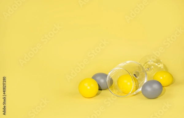 Fototapeta Easter. Easter eggs. The colors of 2021. Space for the text.