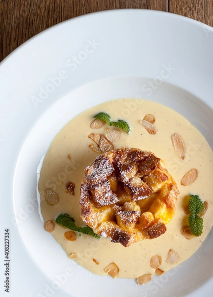 Obraz Cake pudding with vanilla sauce