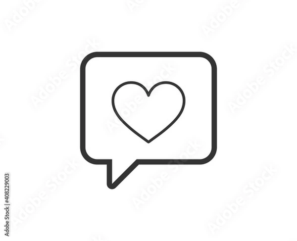 Fototapeta Heart chat icon. Valentine's day black line sign. Premium quality graphic design pictogram. Outline symbol icon for web design, website and mobile app on white background. Monochrome holidays icon