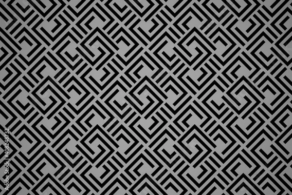 Fototapeta Abstract geometric pattern. A seamless vector background. Black and gray ornament. Graphic modern pattern. Simple lattice graphic design