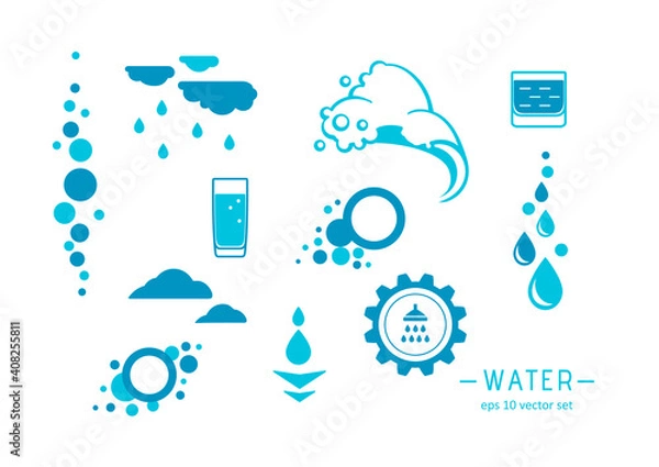Obraz Water - vector icons set on white background.