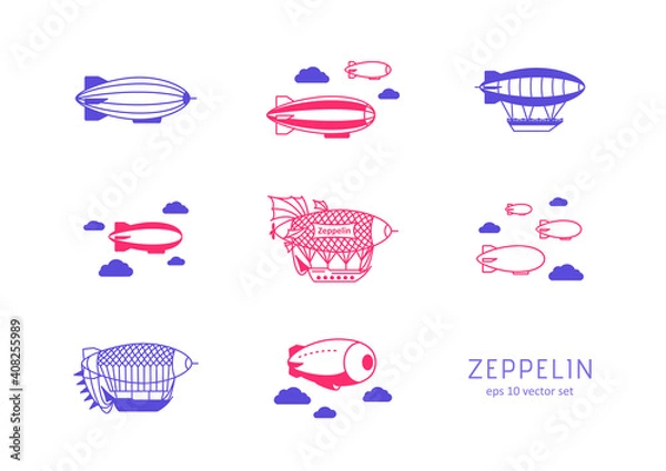 Obraz Zeppelin - vector icons set on white background