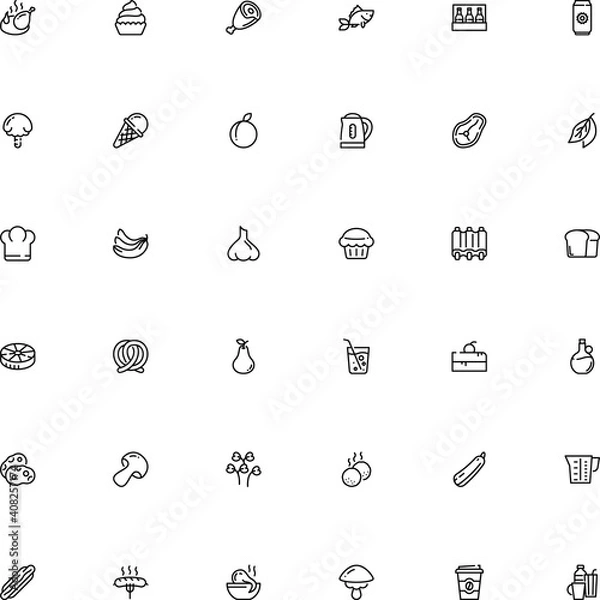 Obraz icon vector icon set such as: clip, french, pear, suillus, loaf, preparation, espresso, sauce, martini, filled, butternut, cappelletti, ocean, pasta, brown, shake, kitchenware, wildlife, cavatappi