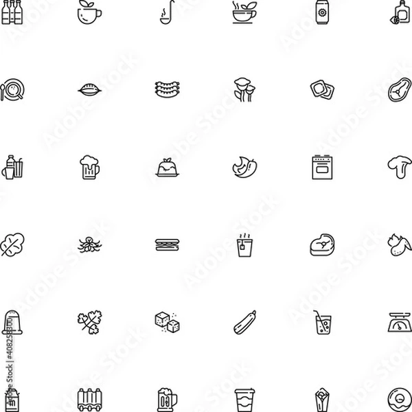 Obraz icon vector icon set such as: foodstuff, scale, forest, bubble, donut, ale, martini, round, poultry, pan, refined, carrot, latte, blossom, measure, sub, twig, lemon juice, pork, ribs, view, drawn