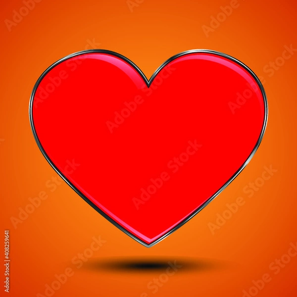 Fototapeta Metal red heart vector