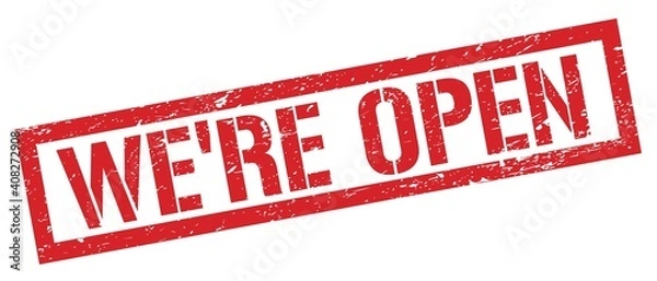 Obraz WE'RE OPEN red grungy rectangle stamp.