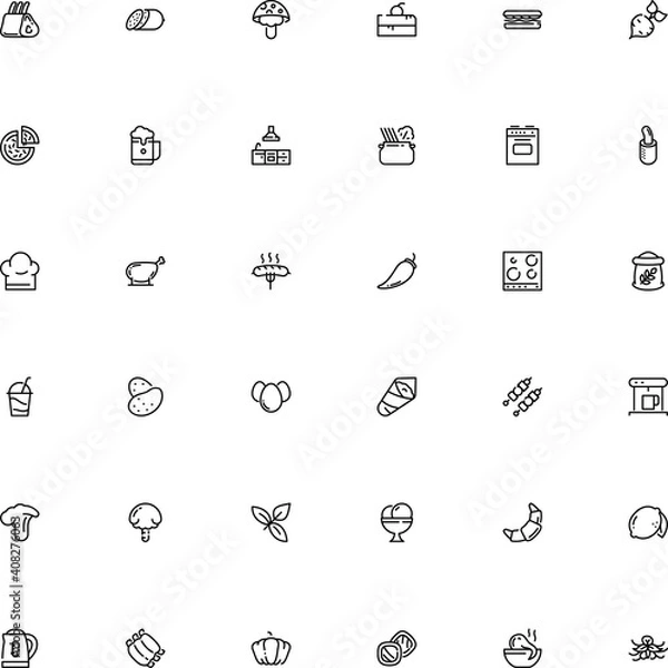 Obraz icon vector icon set such as: poultry, round, life, lager, tomato, kebab, pie, asia, drawn, bake, temaki, junk, shish, professional, casserole, orchid, condiment, wear, suillus, cookie, wild, scoop