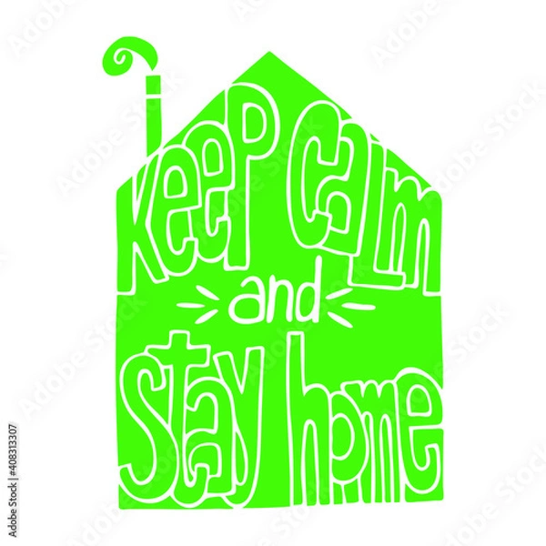 Obraz House keep calm and stay home vector illustration outlines hand drawing