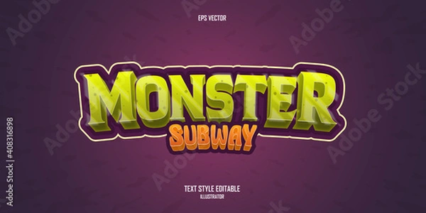 Obraz Monster Subway 3D text style effect template