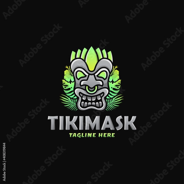 Fototapeta Colorful Tiki Mask Logo Design Vector Illustration