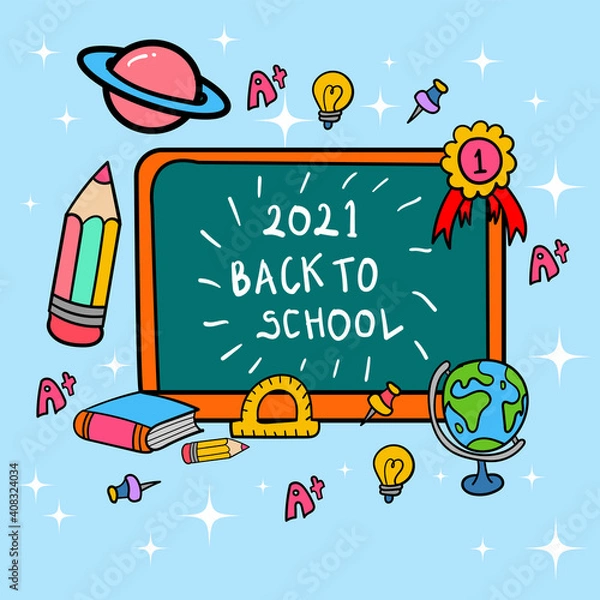 Obraz doodle whiteboard 2021 back to school