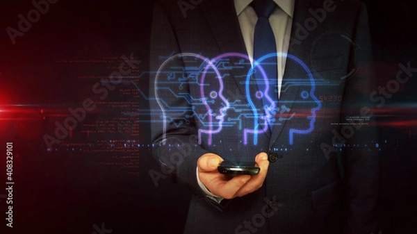 Fototapeta Social scoring and rating symbol abstract 3d illustration