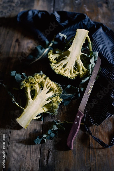 Fototapeta Fresh broccoli on the table