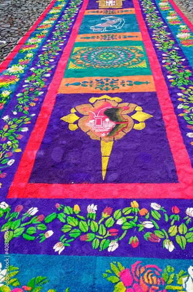 Obraz Sawdust carpet for the Good Friday - Antigua, Guatemala
