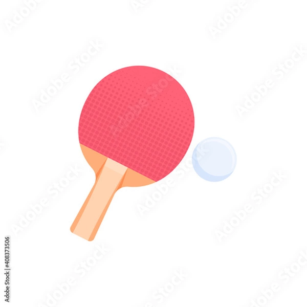 Fototapeta Vector illustration of table tennis with ball and racket. white background