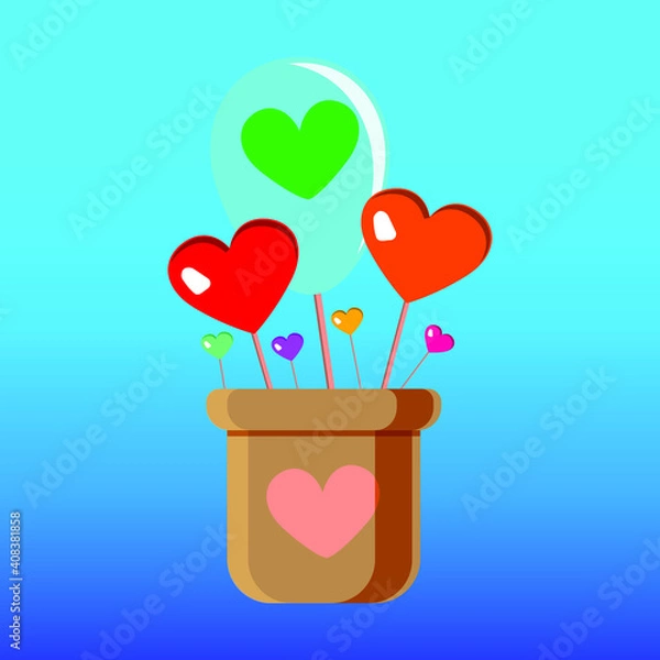 Obraz a pot of multicolored hearts