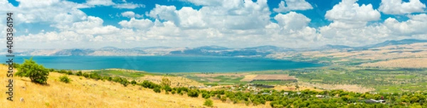 Obraz Panoramic View Of Golan Heights and the Galilee and  The Sea of Galilee,  also called Lake Tiberias, Kinneret or Kinnereth.