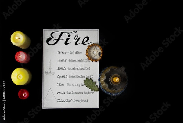 Fototapeta Fire element invocation ritual