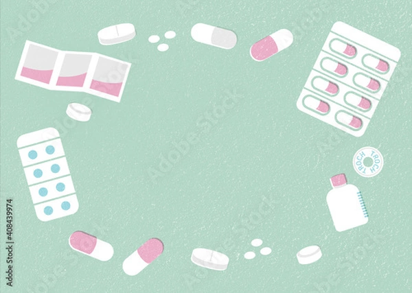 Obraz カプセル・錠剤などの薬イラストの背景