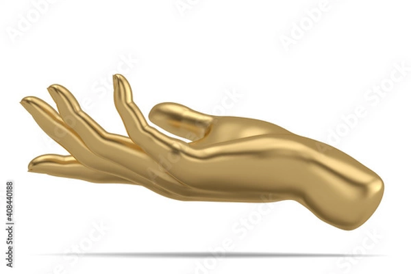 Fototapeta Gold hand Isolated On White Background, 3D rendering. 3D illustration.