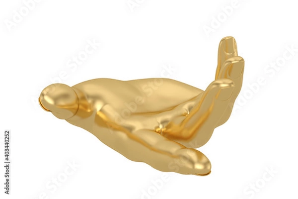 Fototapeta Gold hand Isolated On White Background, 3D rendering. 3D illustration.