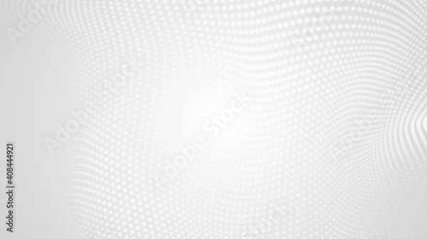 Fototapeta Dot white gray wave light technology texture background. Abstract big data digital concept. 3d rendering.