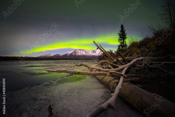 Obraz aurora over Knik River, Alaska