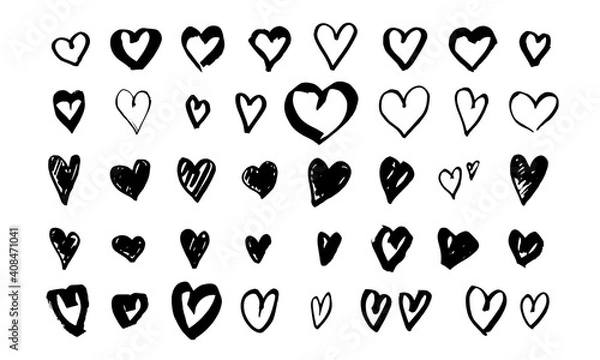 Fototapeta Hand drawn heart icons and illustrations